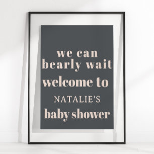 Pink Gray Boho Typografie Baby Showmarke Schild