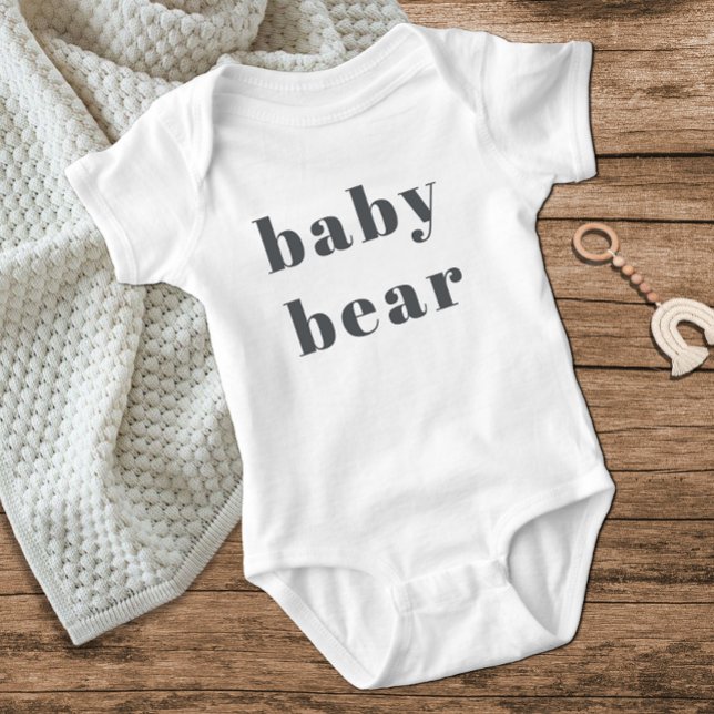 Pink Gray Boho Typografie Girl Gray Baby Bear Baby Strampler (Von Creator hochgeladen)