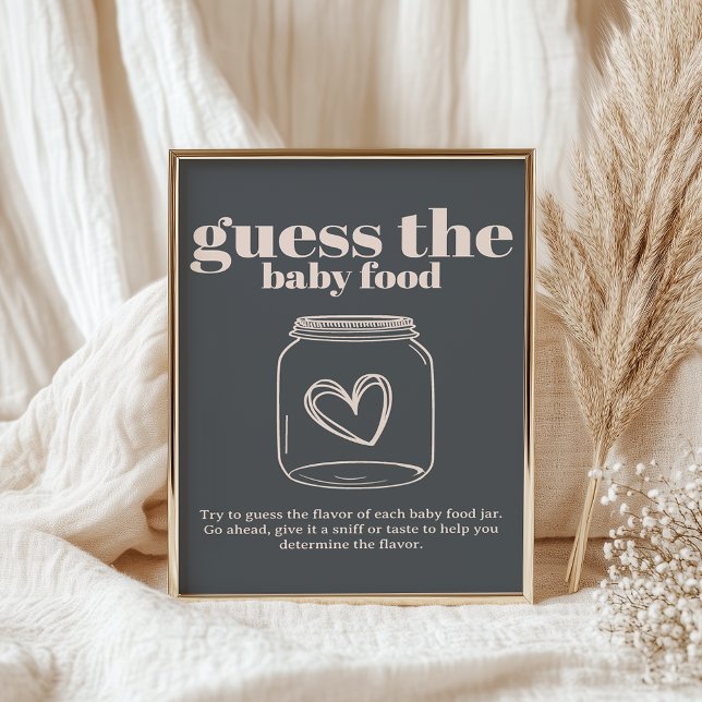 Pink Gray Boho Typografy Baby Guess Baby Food Poster (Von Creator hochgeladen)