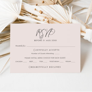 Pink & Gray Calligraphy UAWG Wedding Repcard Einladung