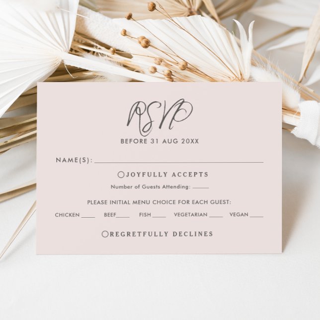 Pink & Gray Calligraphy UAWG Wedding Repcard Einladung (Von Creator hochgeladen)