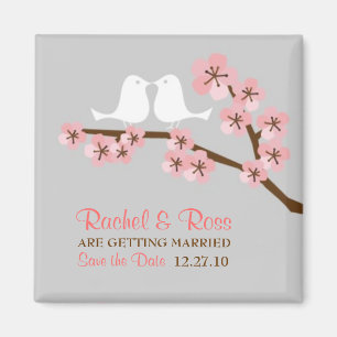 Pink & Gray Cherry Blossom Frühling Save the Date Magnet