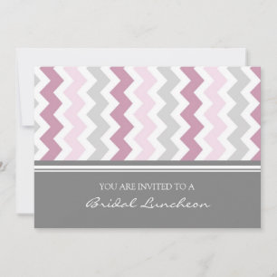 Pink Gray Chevron Bridal Lunch Invitation Cards Einladung