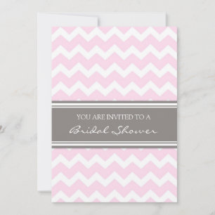 Pink Gray Chevron Bridal Shower Invitation Cards Einladung