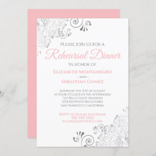 Pink & Gray Curls Hochzeitsessen Probe Einladung