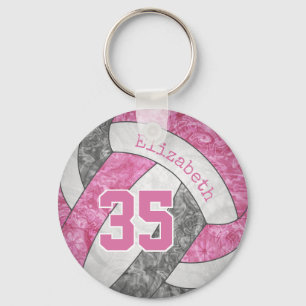 Pink gray Custom Jersey Nummer Girly Volleyball Schlüsselanhänger