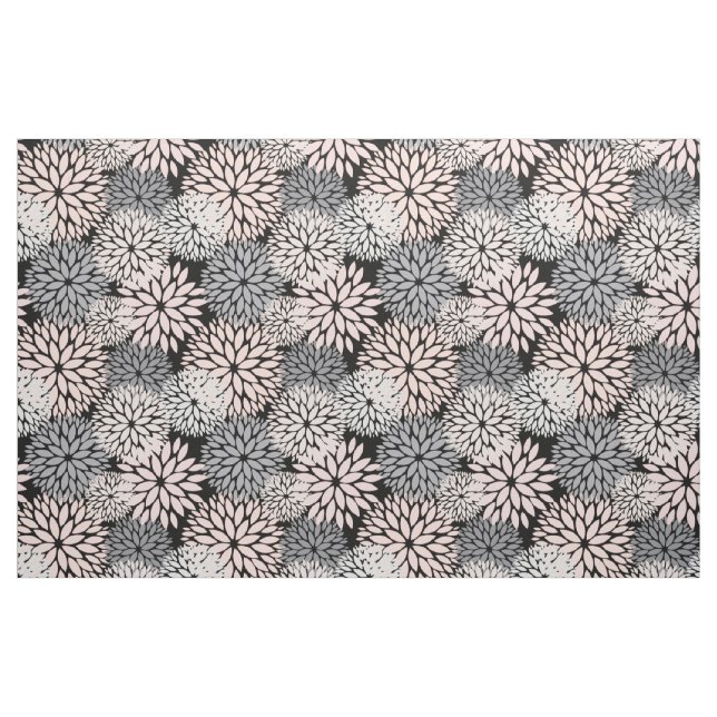 Pink Gray Dahlia Blumenmuster Stoff (Fat Quarter (45,7 x 55,9 cm))