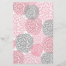 Pink Gray Dahlia Scrapbook Crafting Paper
