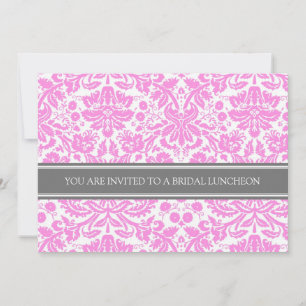 Pink Gray Damask Bridal Lunch Invitation Einladung