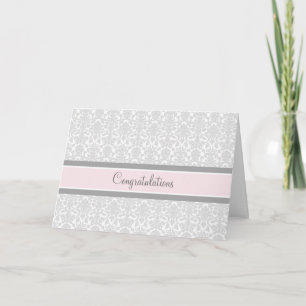 Pink Gray Damask Herzlichen Glückwunsch zur Erwart Karte