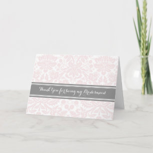 Pink Gray Damask Vielen Dank Bridesmaid Card Dankeskarte