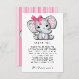 Pink Gray Elephant Baby Dusche Danke Karten
