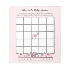 Pink Gray Elephants Baby Dusche Bingo Game Pad Notizblock