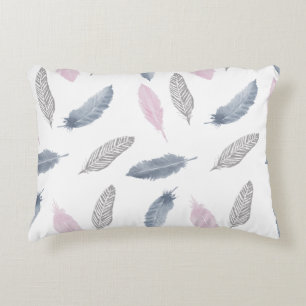Pink Gray Feathers Cushion Zierkissen