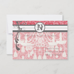Pink & Gray Funky Wirbel Wedding RSVP Karte