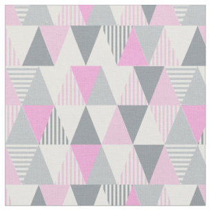 Pink Gray Geometric Triangle Pattern Stoff