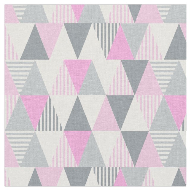 Pink Gray Geometric Triangle Pattern Stoff (Nahaufnahme)