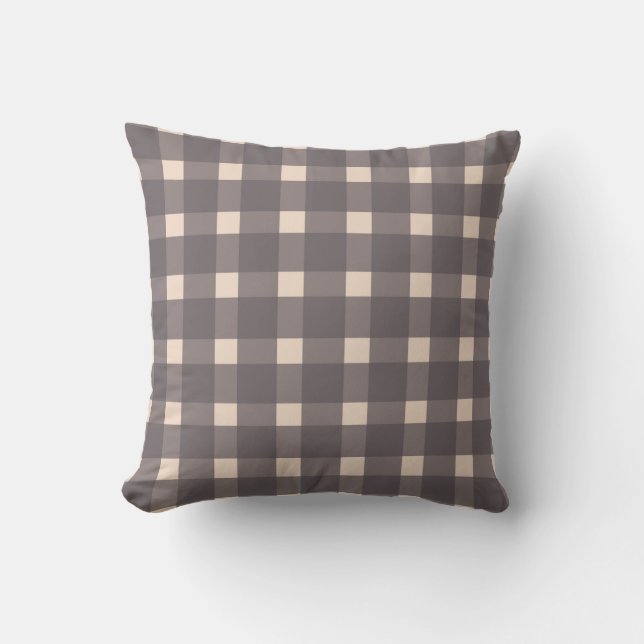 Pink Gray Gingham Pattern Kissen (Vorderseite)