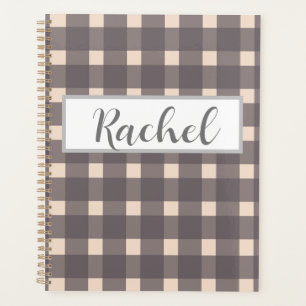 Pink Gray Gingham Personalisiert Planer