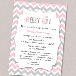 Pink Gray Girl Baby Shower Einladungen bringen Buc