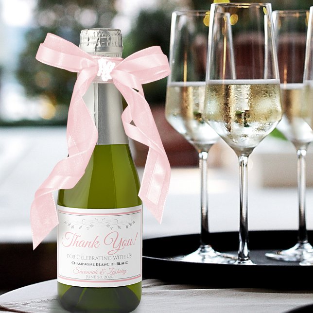 Pink & Gray Hochzeit Danke Mini Flasche (Von Creator hochgeladen)