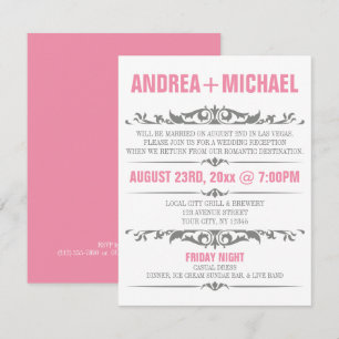 Pink & Gray Hochzeitsempfang NUR Einladungen
