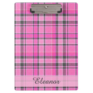 Pink Gray Kariert Tartan Klemmbrett