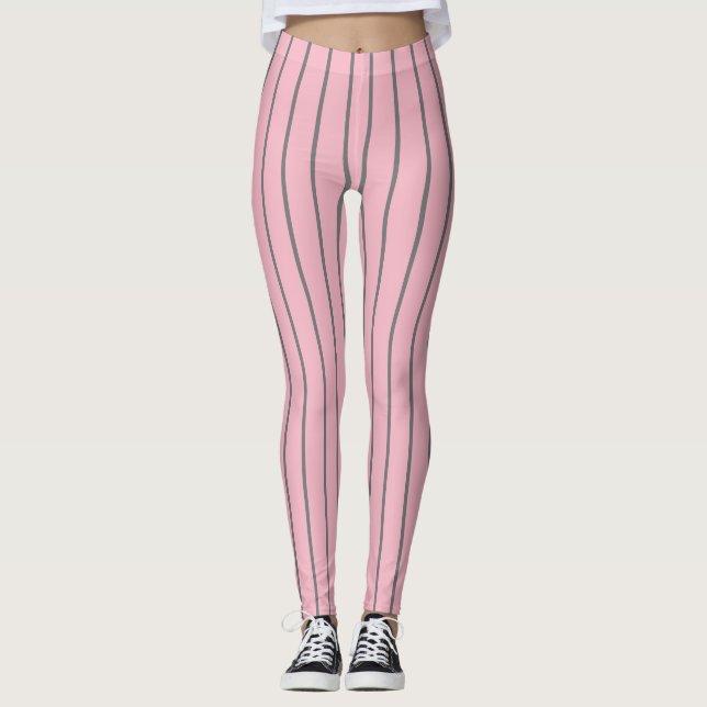 Pink Gray Pinstripes 4Allie Leggings (Vorderseite)