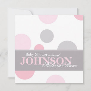 Pink Gray Polka Dots Baby Shower Einladungskarte Einladung