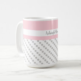 Pink & Gray, Polka Dots, Personalisiert Kaffeetasse