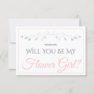 Pink & Gray Seien Sie meine BlumenGirl-Karte Karte