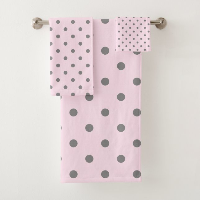 PINK GRAY SPOT BADEZIMMER TOWEL SET (Insitu)