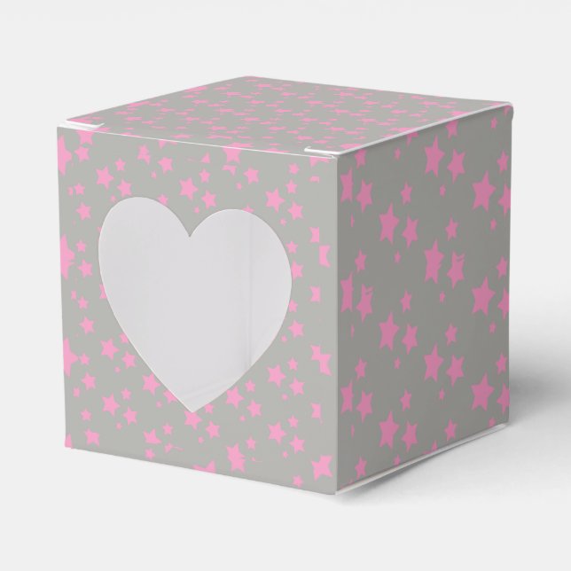 Pink Gray Stars Modernes Design Geschenkschachtel (Vorderseite)