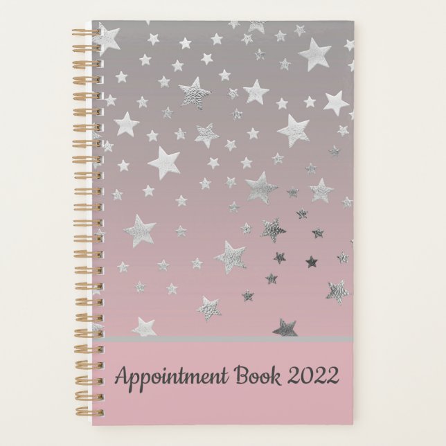 Pink Gray Stars Ombre Stilvolle Chic Moderne Planer (Vorderseite)