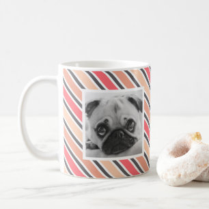 Pink Gray Stripe Muster Custom Foto Tasse