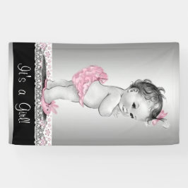 Pink Gray Vintag Baby Dusche Banner