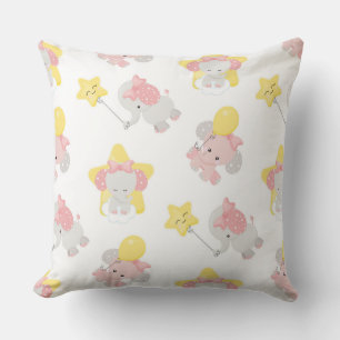 PINK GRAY YELLOW BABY ELEPHANTS MOONS STARS KISSEN