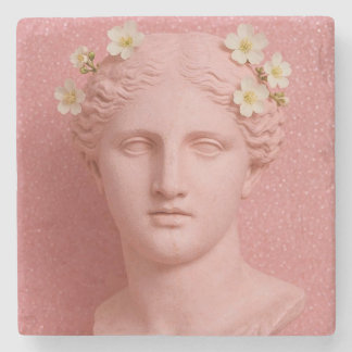 Pink Greek Coasters. Steinuntersetzer
