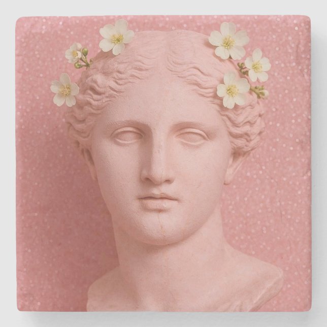 Pink Greek Coasters. Steinuntersetzer (Vorderseite)