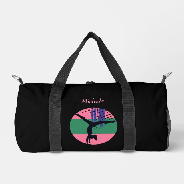 Pink Green Abstrakt Art Gymnastik Duffle Bag (Vorderseite)