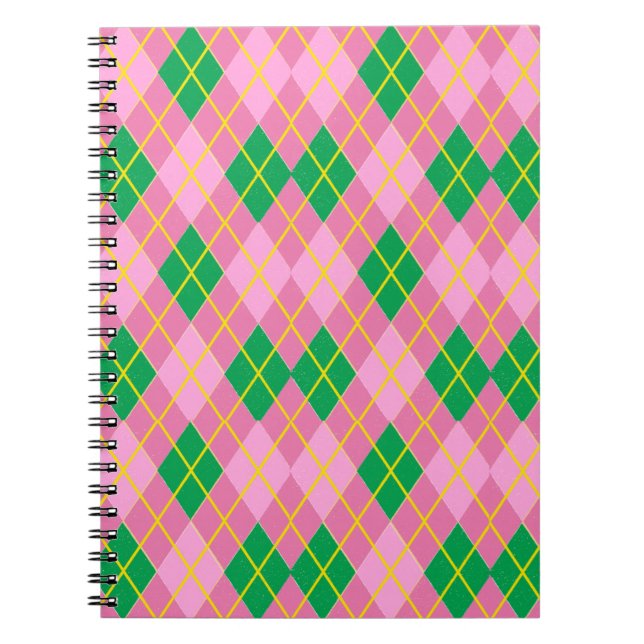 Pink & Green Argyle Notizblock (Vorderseite)