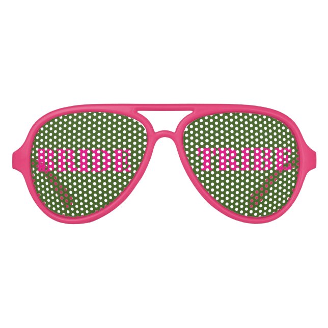 Pink Green Bachelorette Bride Tribe Glasses Partybrille (Vorderseite)
