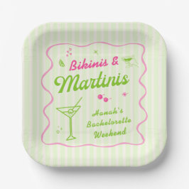 Pink & Green Bikinis und Martins Bach Party Pappteller