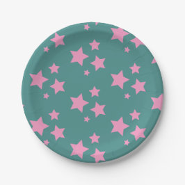 Pink Green Blue Aquamarin Stars Kinder Baby Circus Pappteller
