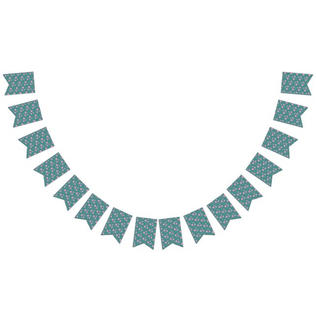 Pink Green Blue Aquamarin Stars Modernes Design Wimpelkette (Alle)