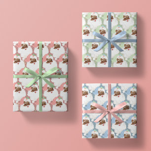 Pink Green Blue Vintag Black Weihnachtsgeschenk Geschenkpapier Set