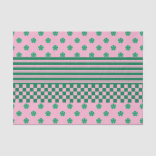 Pink Green Boho Karo Blumenmuster Seidenpapier