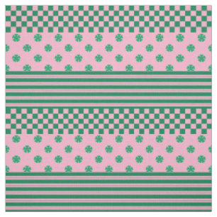 Pink Green Boho Karo Blumenmuster Stoff