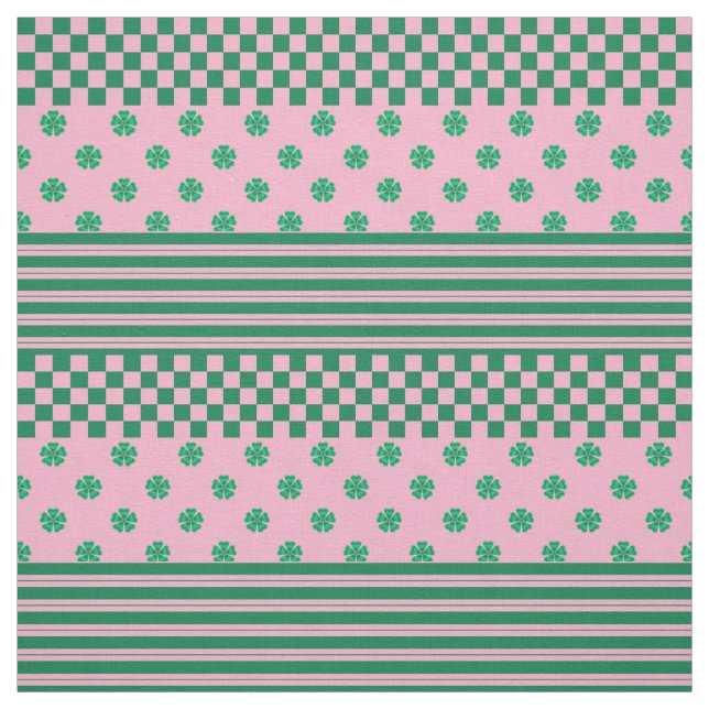 Pink Green Boho Karo Blumenmuster Stoff (Muster)