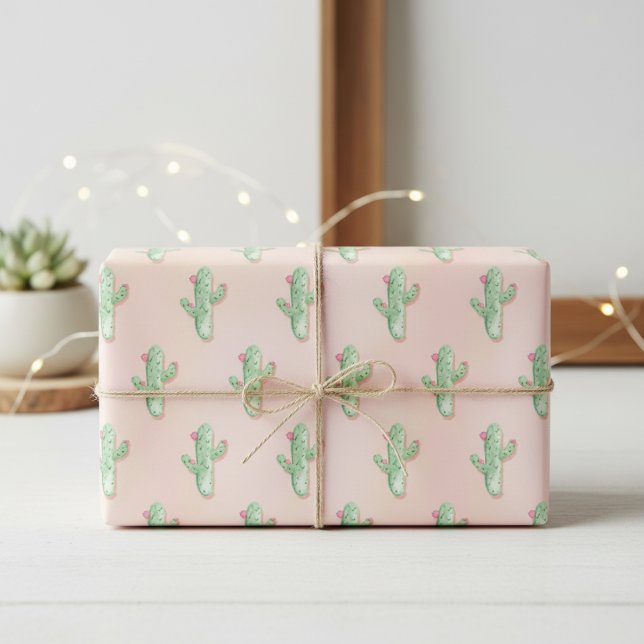 Pink & Green Cactus Wrap: Niedlicher Geschenksieb Geschenkpapier Set (Pink & Green Cactus Wrap: Cute Gift Vibe Wrapping Paper Sheets)